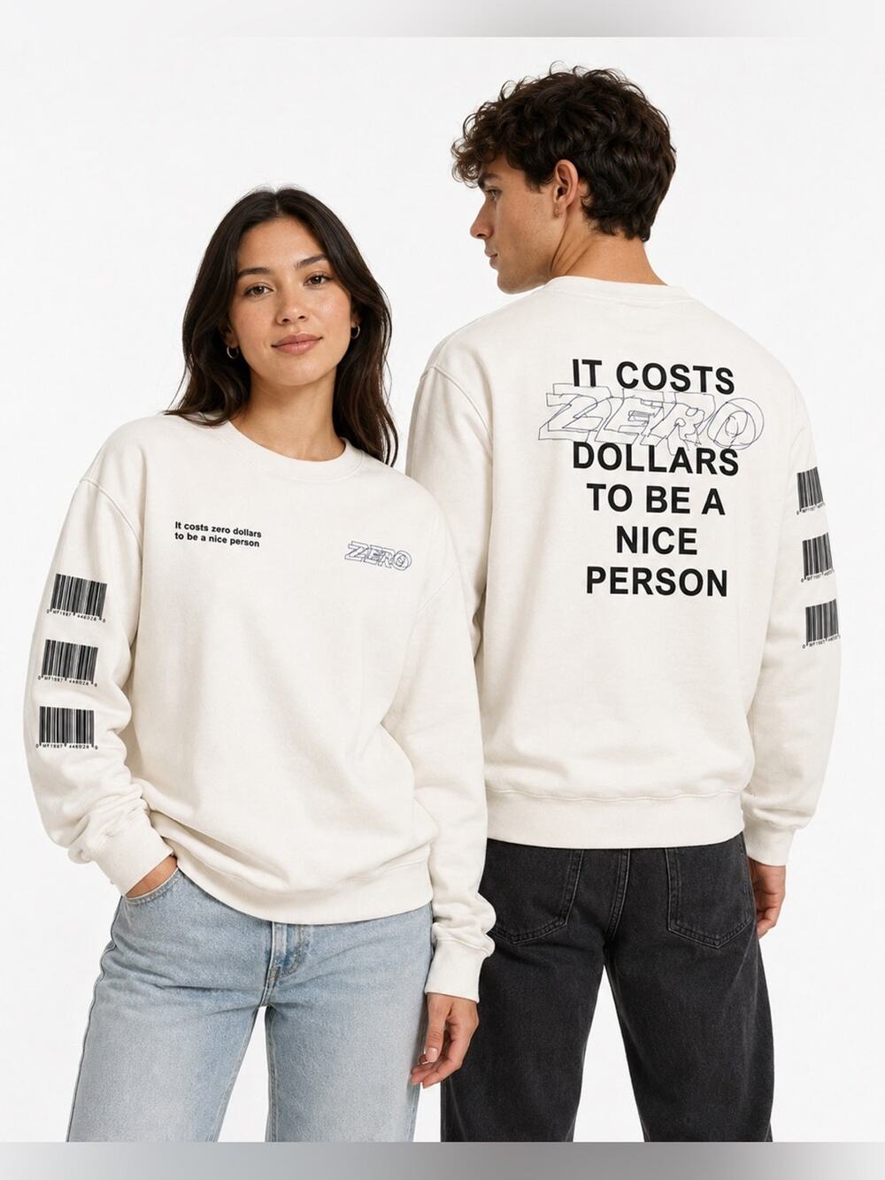 Mayfair The Label “Zero Dollars” Graphic Crewneck Sweatshirt One Size